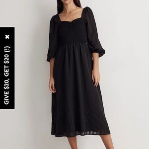Madewell Lucie Sweetheart Midi Dress. Size small. Black.